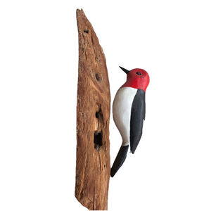 Woodpecker Sculpture Hand-Carved Painted Signed Sommers Whittle De De Wisconsin